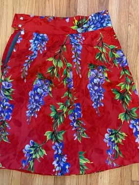 NWT $1000 Dolce & Gabbana red wisteria pencil skirt 40 Italian small US